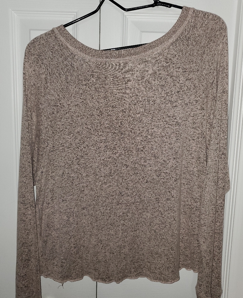 NWOT Pink and grey marled cropped sweater
